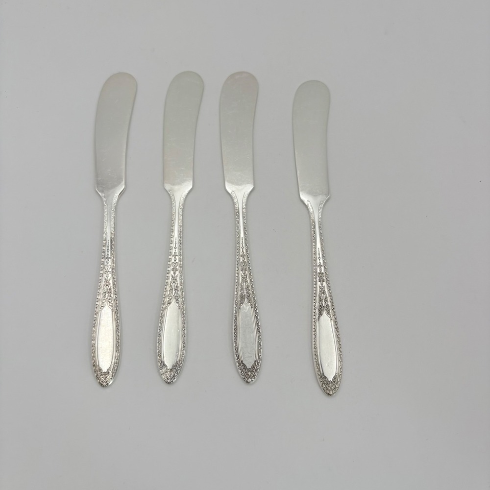 Vintage Oneida Wm Rogers Ramona Lakewood Brentwood 4 Flat Handle Butter Knives